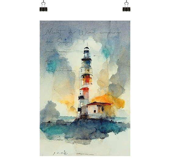 Watercolor Ligthhouse – Poster Din A2 (hoch)
